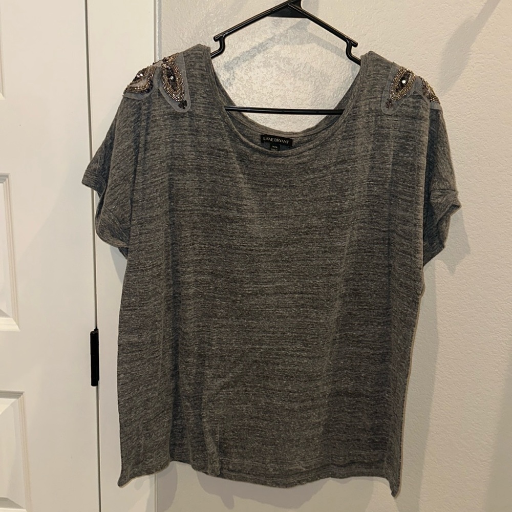 VGUC LB Lane Bryant Brand Short Sleeve Rhinestone Shirt Top Blouse Short Sleeve